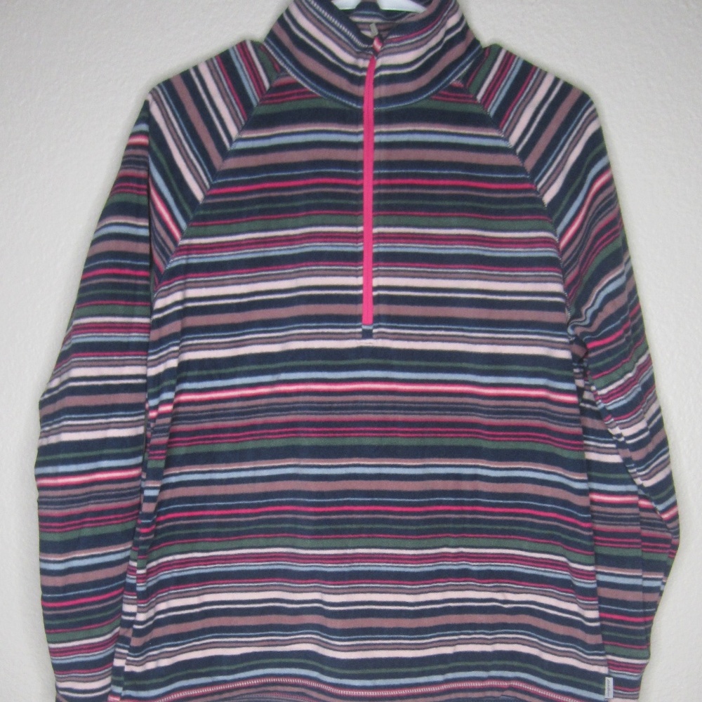 Eddie Bauer Striped 1/4 Zip Fleece Pullover pink multi color - Size Large